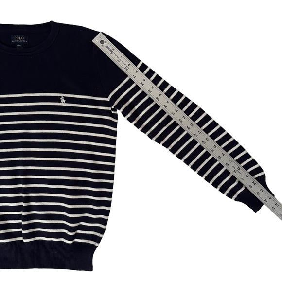 Polo Ralph Lauren Boys Navy White Stripe Cotton Crew Neck Sweater L (14 - 16) - Picture 11 of 13